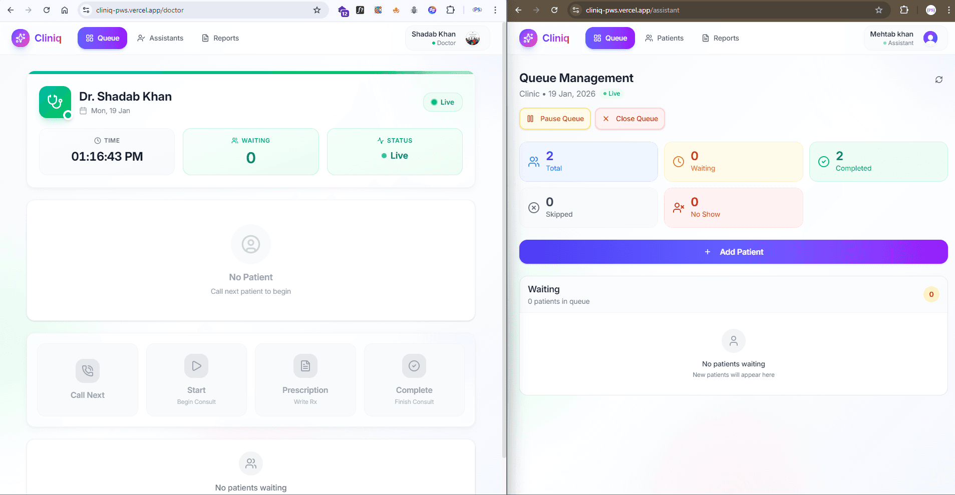 Clinic Queue Management System - Role-based Access screenshot 1